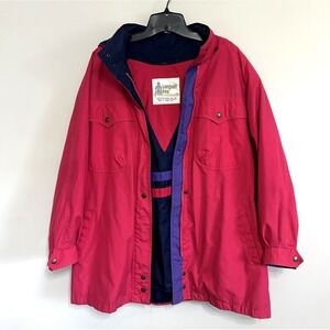 Women's London Fog Winter Coat Thermal Insulated Long w/Removable Hood Pink XL